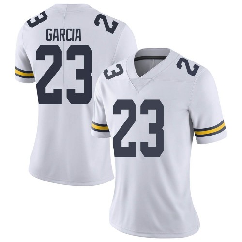 Gaige Garcia Michigan Wolverines Women's NCAA #23 White Limited Brand Jordan College Stitched Football Jersey VGV4554SU